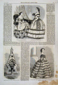 Original Old Antique Print 1861 Coventry Ribbon Quadrilles Dresses Ball 19th