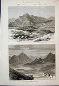 Original Old Antique Print 1879 Thull General Roberts Kapiyanga Khoorum Pass