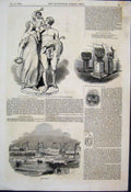 Original Old Antique Print 1844 Sculpture Love Triumphant Birmingham Victorian