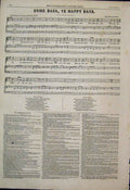 Original Old Antique Print 1851 Come Back Ye Happy Days Music Score Sheet 19th
