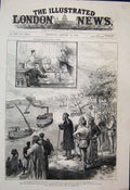 Original Old Antique Print 1885 Nile Expedition Lord Wolseley Leaving Ambukol
