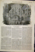 Original Old Antique Print 1851 Temple Bar Gateway Illuminations London 19th