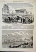 Original Old Antique Print 1865 Election Lambeth Kennington Park Meeting Severn