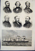 Original Old Antique Print 1876 Steam Ship Australia Portraits New Peers 19th