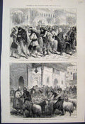Original Old Antique Print 1877 Buying Sheep Koorban Bairam Ceremony Stamboul