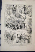 Original Old Antique Print 1879 Sketches Grand French Charity Fete Royal Albert