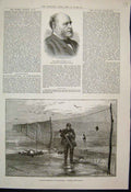 Old Antique Print 1889 Robert Morier G C B Wildfowl Netting Lincolnshire 19th