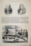 Original Old Antique Print 1882 Discovery Ancient Elephant Tusk Leghorn Tuscany
