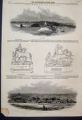 Original Old Antique Print 1845 Goodwood Races Course Cups Entrance Park 19th