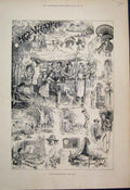 Old Antique Print 1881 Things To Do In Hot Weather Various Scenes Sketchs 19th
