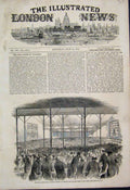 Original Old Antique Print 1851 Pavilion Dinner Home Park Windsor Agricultural