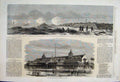 Original Old Antique Print 1864 Cape Fear River Fort Fisher Hansa Attacking Fort
