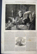 Original Old Antique Print 1850 The Politician Hasenclever Dog Tavern Beer 19th