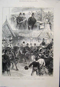 Original Old Antique Print 1885 Royal Tour Working Dairy Council Tent Preston