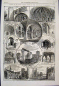 Original Old Antique Print 1866 Archaeological Site Visits London Eton Windsor