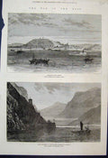 Old Antique Print 1876 Belgrade Semlin Ships Fort Elizabeth Danube Servia 19th
