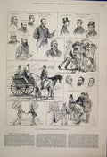 Original Old Antique Print 1882 Election Sketches North Riding Canvassing Horse