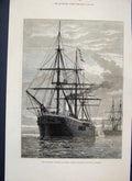 Original Old Antique Print 1878 Hms Alexandra Hornby Squadron Marmora Sea 19th