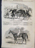 Original Old Antique Print 1846 Doncaster Races St Leger Winners Horses 19th