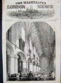 Original Old Antique Print 1852 Grand Musical Festival Hereford Catherdral 19th