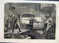 Original Old Antique Print 1862 Armstrong Gun Makers Coiling Bars Woolwich 19th