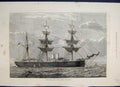 Original Old Antique Print 1880 Hms Nelson Double Screw Ironclad Ship Victorian