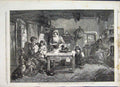 Original Old Antique Print 1856 Home And Homeless Painted T Faed Royal Academy