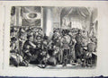 Original Old Antique Print 1860 Caf∆? De L'Europe Naples Scene 19th