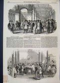 Original Old Antique Print 1847 Merchants Walk Clearing House Royal Exchange