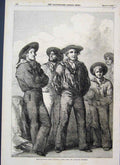 Original Old Antique Print 1854 Man War Naval Vessel Sailors Thomas Victorian