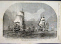 Original Old Antique Print 1854 Baltic Fleet Leaving Spithead Boats Napier 19th