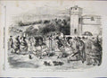 Original Old Antique Print 1856 Its Raining Ladies Dogs Run For Cover Victorian