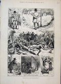 Original Old Antique Print 1880 Ireland Disturbances Home Rule Farmers Victorian