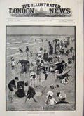 Original Old Antique Print 1884 Come Unto Yellow Sands Amedee Forestier Drawing