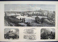Original Old Antique Print 1877 Prairie Travelling Indian Sight Horses Wagon