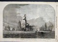 Original Old Antique Print 1854 Baltic Fleet Dover Strait Ship Brierley 19th