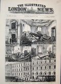 Old Antique Print 1883 Attempted Explosion Government Office Westminster 19th