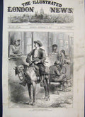 Original Old Antique Print 1876 Man Horse Friend Hospital Visit 19th
