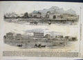 Original Old Antique Print 1859 Esplanade Calcutta Ochterlony Monument Victorian