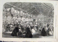 Original Old Antique Print 1865 Crowd Bingley Hall Birmingham Exhibition 19th