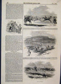 Original Old Antique Print 1845 Houghton Meeting Newmarket Sports 19th