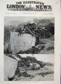 Original Old Antique Print 1886 Railway Disaster In Riviera Train Wreakage 19th