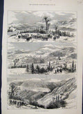 Original Old Antique Print 1876 Views Herzegovina Battlefield Fortress Victorian