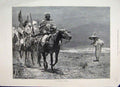 Original Old Antique Print 1887 On The March Men Horses Mirage Desert Victorian