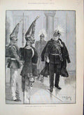Original Old Antique Print 1888 Late German Emperor WilliamPrussian Guard