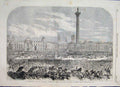 Original Old Antique Print 1863 Royalty Trafalgar Square Nelsons Column 19th