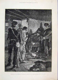 Original Old Antique Print 1882 Bringing Prisoner Austrian Gendarme Station 19th