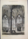 Original Old Antique Print 1873 Chapter House Westminster Abbey Restored 19th