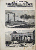 Original Old Antique Print 1883 Explosion Rocket Factory Plumstead Marshes Ruins