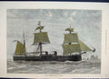 Original Old Antique Print 1876 Hms Alexandra Building Chatham Ship Victorian